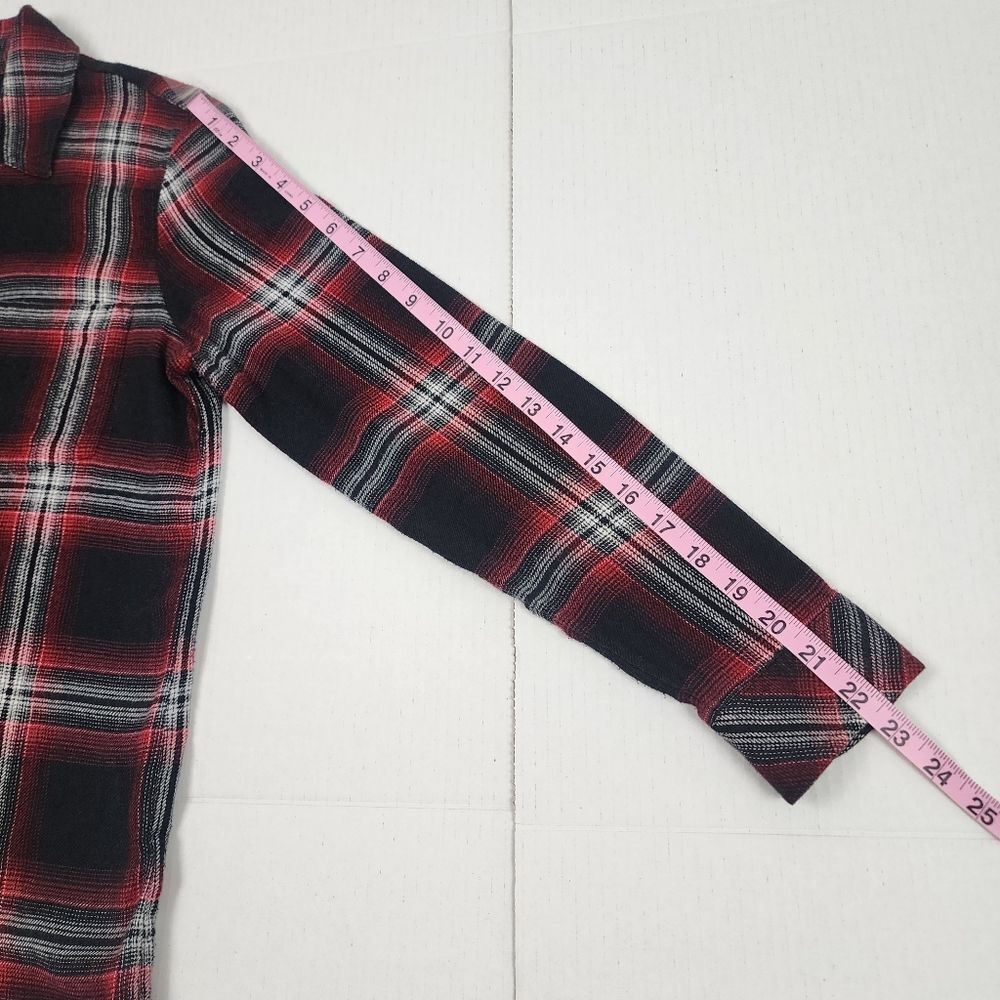 Madewell Button Up Flannel Shirt Top Blouse Black Red White Size XS - Picture 8 of 15